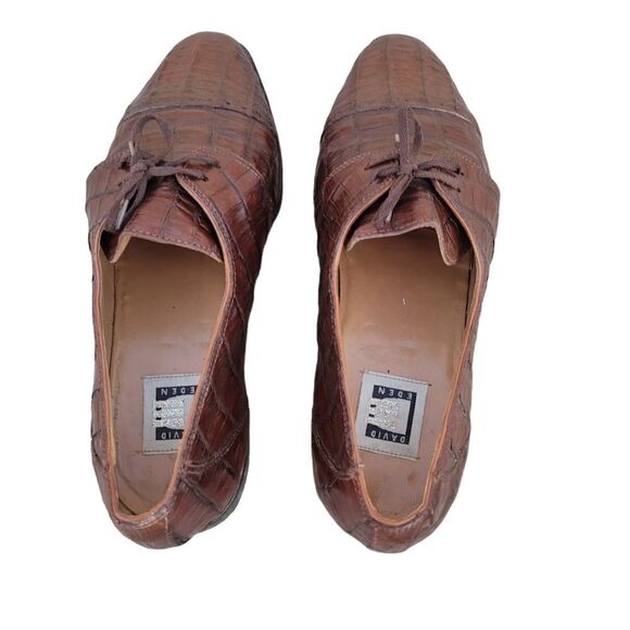Vtg David  Eden Men\'s Oxford Shoes Size 11.5 Brown  Geniune Alligator Cap Toe